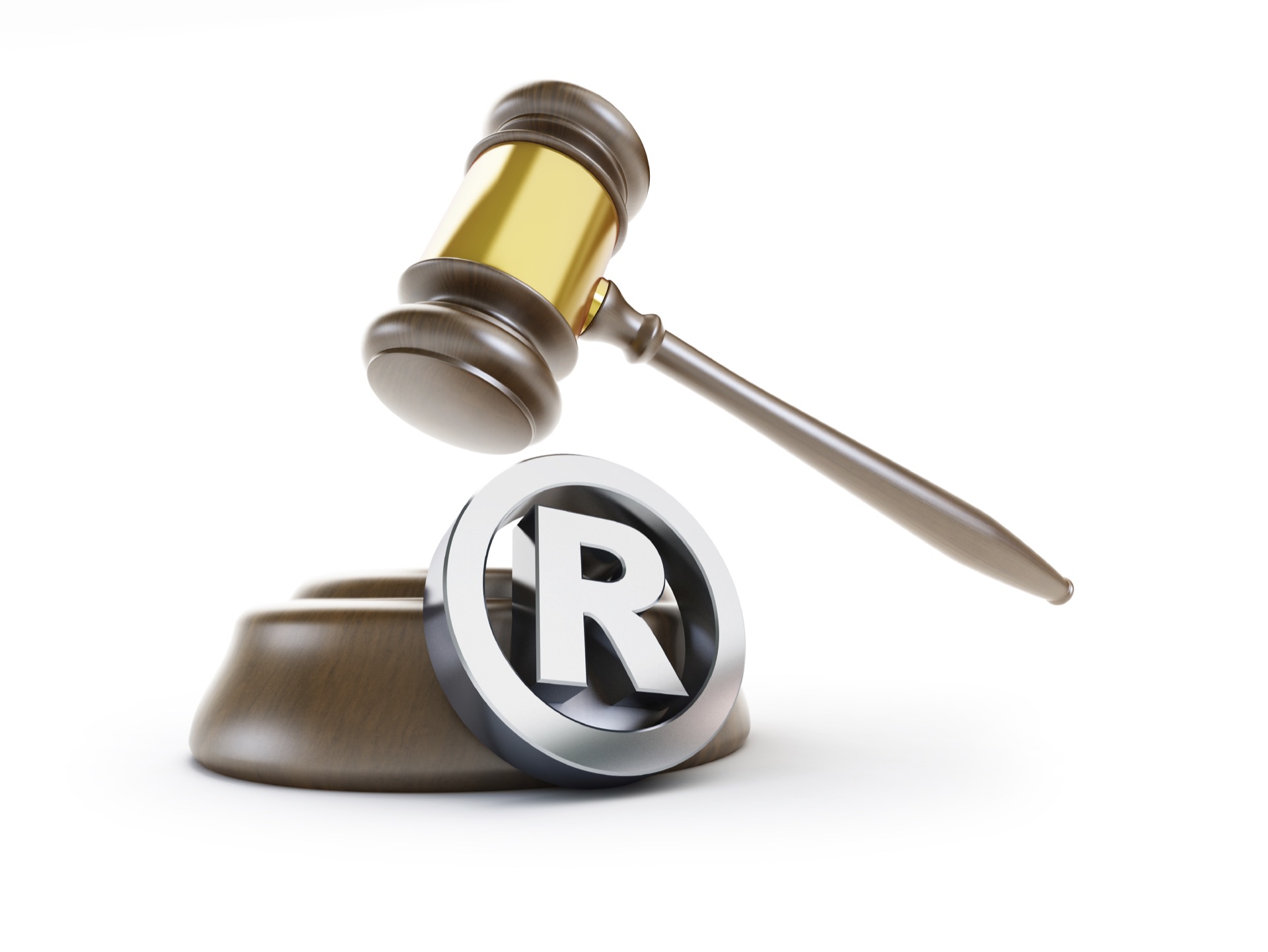 gavel registered trademark sign 3d Illustrations on a white back